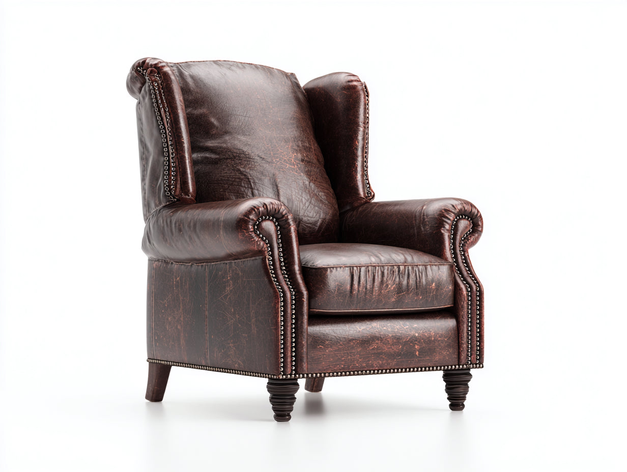 Ohrensessel Leder 88x84x104 cm Dunkelbraun - klassischer Lesesessel für Wohnzimmer