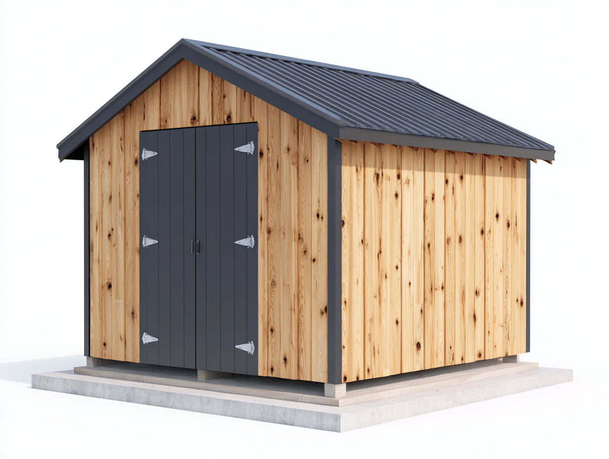 Gartenhäuser Holz 320x240x245 cm Natur-Grau für Garten - Landhausstil mit Doppeltür