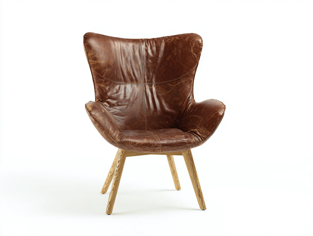 Esszimmerstühle Leder und Holz 72x68x98 cm - braun - für Esszimmer Vintage Stil
