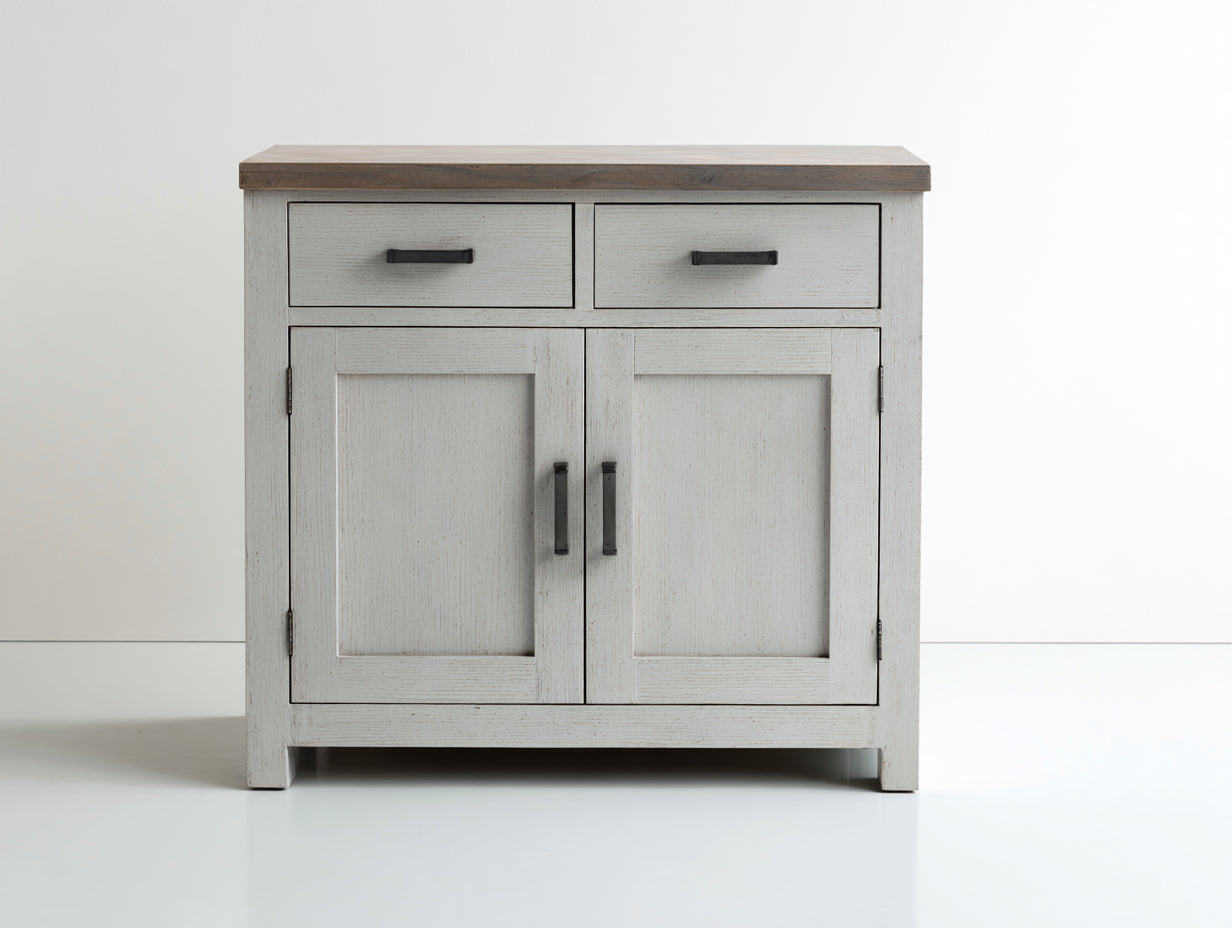 Sideboard Holzwerkstoff 100x40x90 cm Weiß-Braun für Esszimmer - Landhausstil mit Stauraum