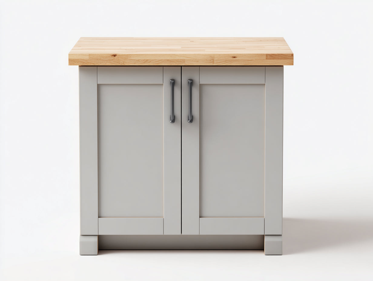 Sideboard Holzwerkstoff 90x40x85 cm grau-natur für Wohnzimmer - mit Holztischplatte und 2 Türen