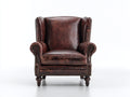 Ohrensessel Kunstleder 85x80x95 cm Braun für Wohnzimmer - Chesterfield Stil mit Armlehnen