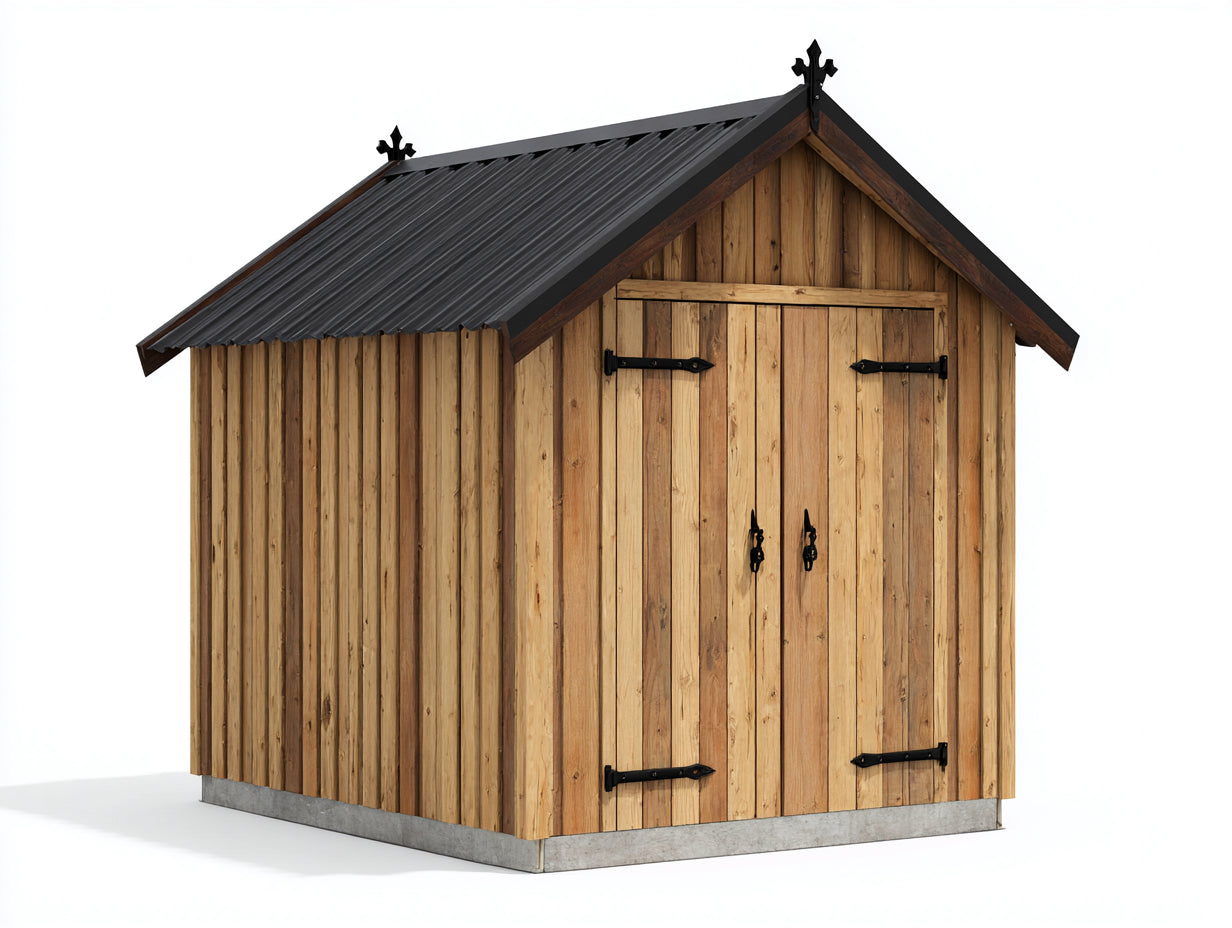Gartenhäuser Holz 260x220x245 cm natur-schwarz für Garten - mit Satteldach und Doppeltür