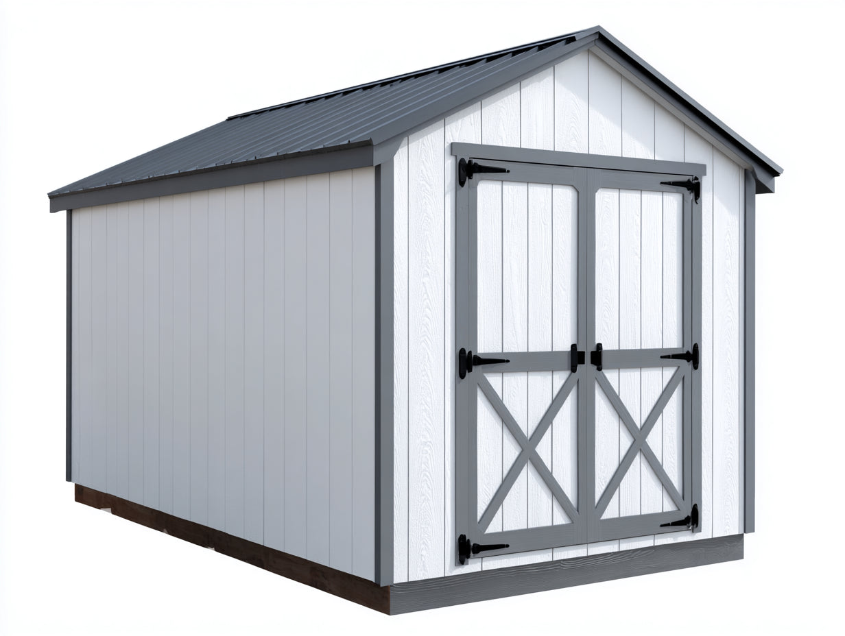 Gartenhäuser Holzoptik 300x240x245 cm - Weiß-Grau - Landhausstil mit Doppeltür