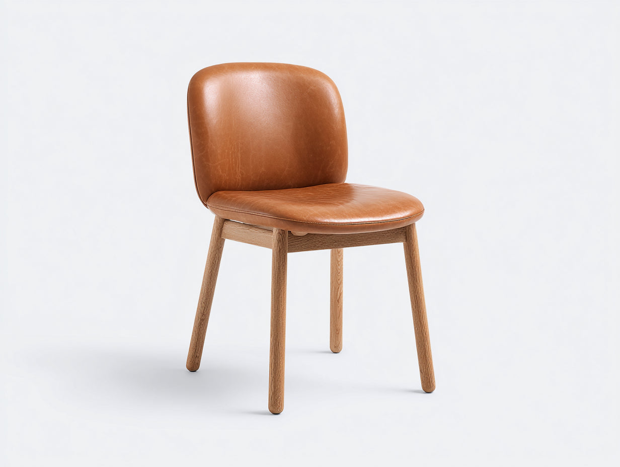 Esszimmerstühle Eichenholz Kunstleder 46x55x82 cm - Natur-Braun - Komfortables Sitzdesign