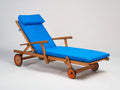 Sonnenliege Holz 200x70x90 cm Natur-Blau - verstellbares Design für Garten