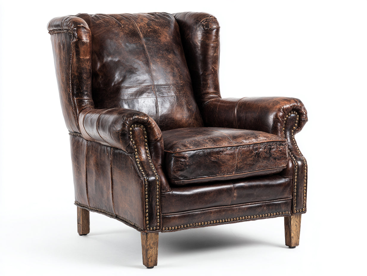 Ohrensessel Kunstleder 90x85x110 cm - Dunkelbraun - Vintage-Design
