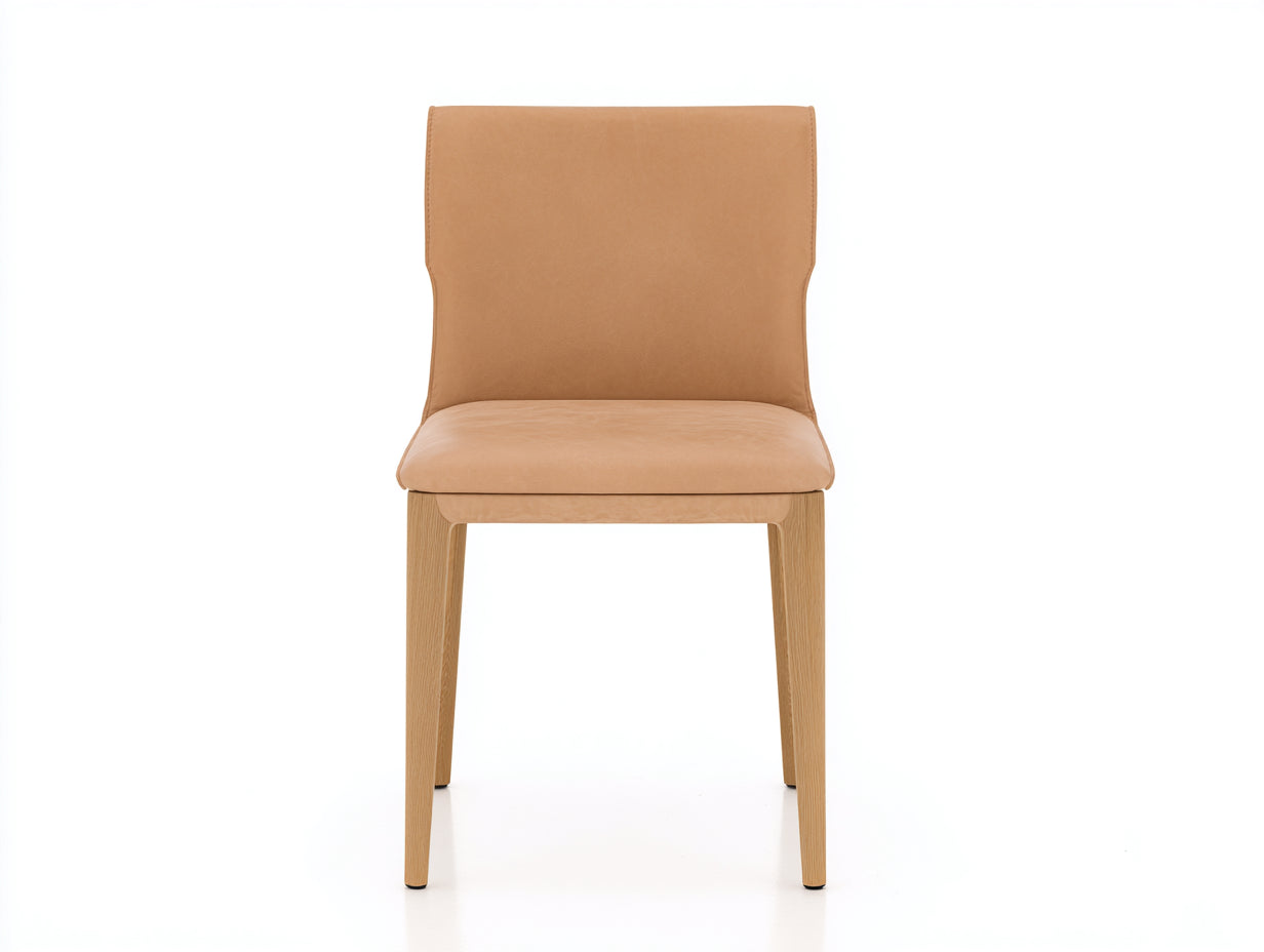 Esszimmerstühle Kunstleder 48x58x88 cm - Cognac-Natur - gepolstertes Design mit Holzbeinen