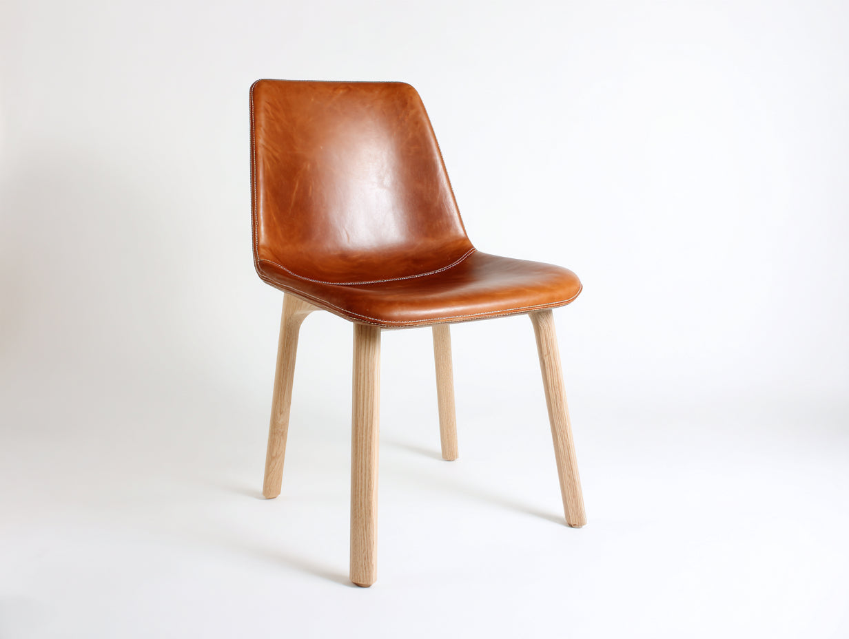 Esszimmerstühle Kunstleder 50x57x85 cm - Cognac-Natur - schlichtes Design mit Holzbeinen