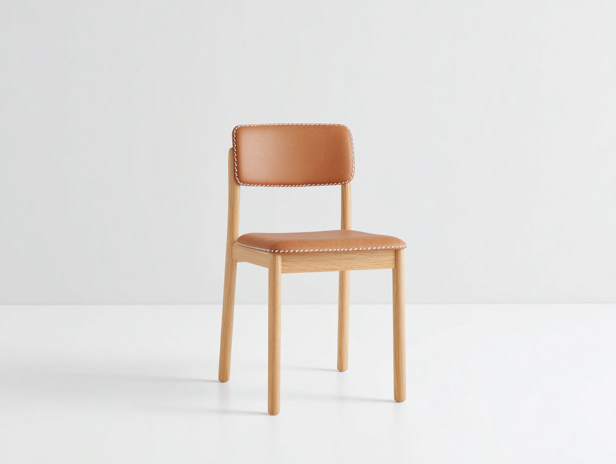Esszimmerstühle Holz und Leder 48x52x82 cm - braun - für Esszimmer moderner Stil
