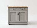 Sideboard Holz 105x42x92 cm - Grau-Naturfarben - Landhausstil