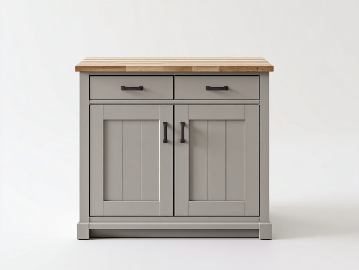 Sideboard Holz 105x42x92 cm - Grau-Naturfarben - Landhausstil